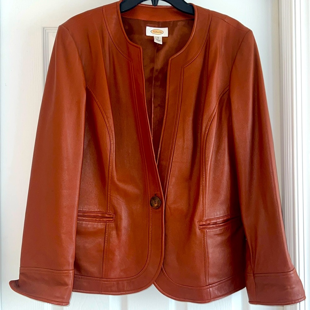 Talbots Women's Leather Jacket - Rich Brown
